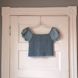 Blue Jean ruched crop top
